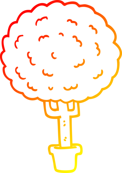 Bir insan tarafından çizilmiş bir çizgi film ağacının sıcak gradyan çizimi