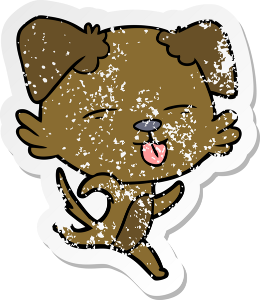 Bir insan tarafından çizilmiş bir köpeğin dertli çıkartması.