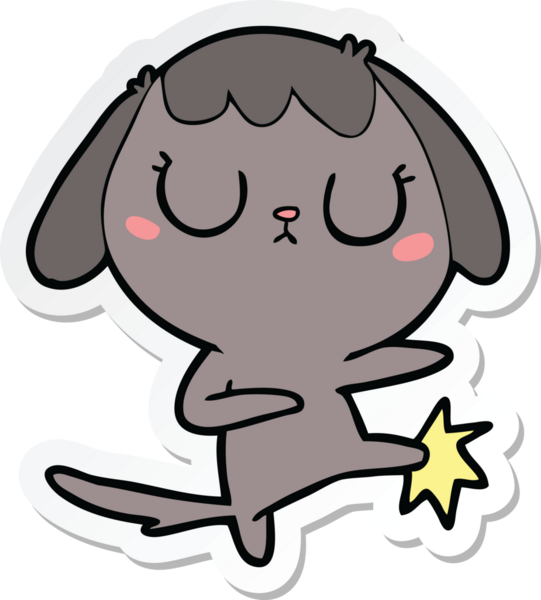 Bir insan tarafından çizilmiş şirin bir köpeğin çıkartması.