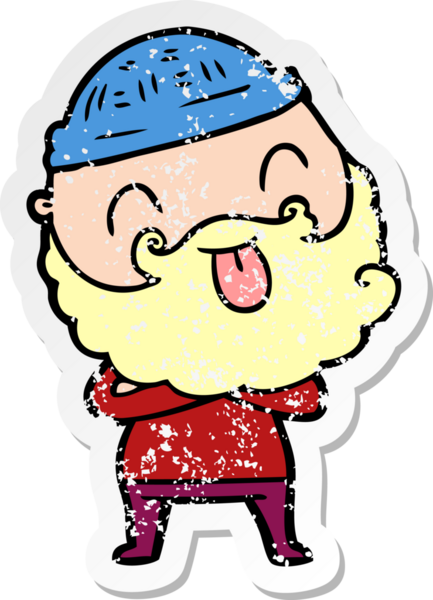 Bir insan tarafından çizilmiş sakallı bir adamın sıkıntılı çıkartması.