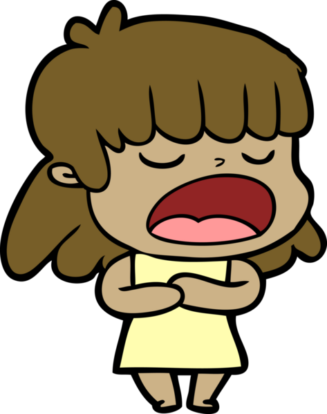 Çizgi filmdeki kadın bir insan tarafından yüksek sesle çizilmiş.