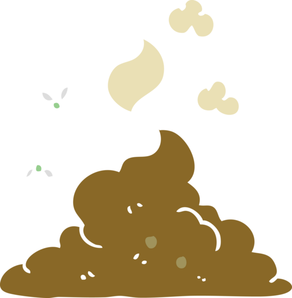 Bir insan tarafından çizilen dumanı tüten kaka yığınının düz renk çizimi