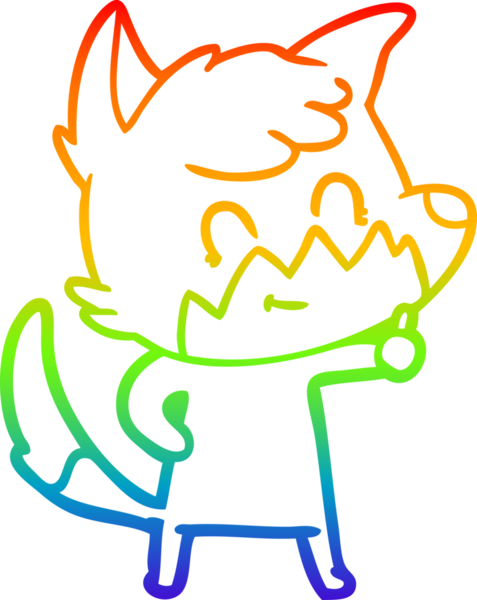 Gökkuşağı gradyan çizgi çizimi bir insan tarafından çizilmiş, dost bir tilki.