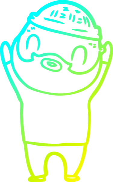 Bir insan tarafından çizilmiş sakallı bir karikatür çizimi.