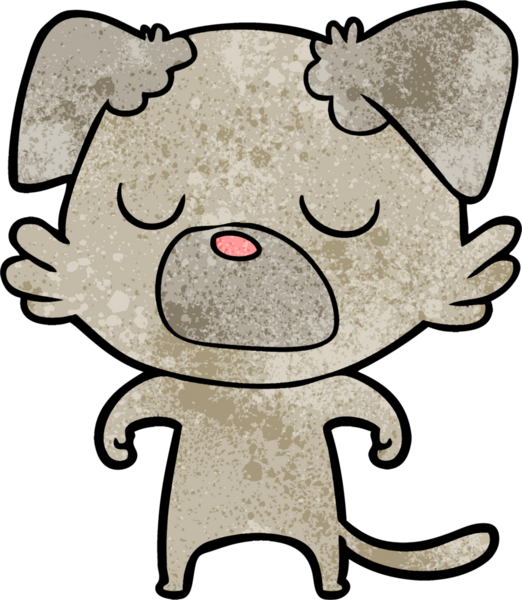 Bir insan tarafından çizilmiş çizgi film köpeği.