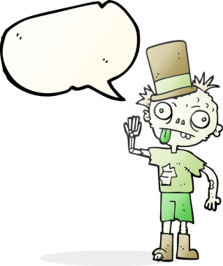 Bir insan tarafından çizilmiş serbest konuşma balonu çizgi filmi zombisi