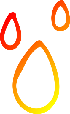 Bir insan tarafından çizilen karikatür su damlalarının sıcak gradyan çizimi