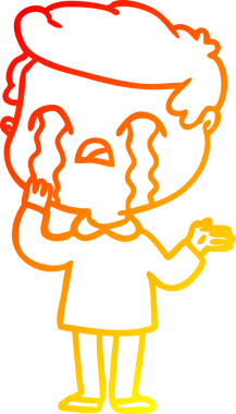 Bir insan tarafından çizilmiş ağlayan bir çizgi film karakteri çizimi.