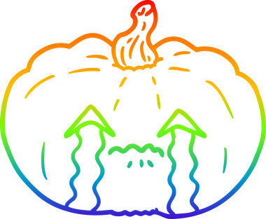 Gökkuşağı gradyan çizgi çizimi bir insan tarafından çizilmiş ağlayan cadılar bayramı balkabağı