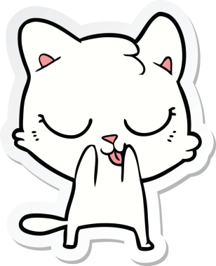 Bir insan tarafından çizilmiş çizgi film kedisinin çıkartması.