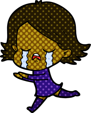 Bir insan tarafından çizilmiş ağlayan çizgi film kızı.