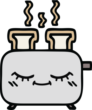 Bir insan tarafından çizilmiş bir tost makinesi karikatürü.