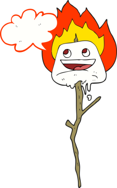 Serbest konuşma balonu karikatürü bir insan tarafından çizilmiş marşmelov.