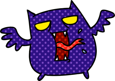 Bir insan tarafından çizilmiş sevimli, korkunç kawaii yarasasının serbest çizimi.