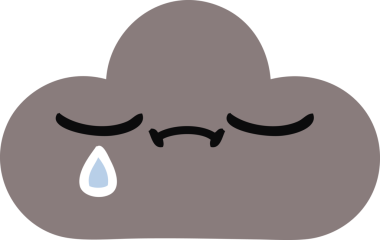 Bir insan tarafından çizilmiş bir fırtına bulutunun düz renkli retro karikatürü