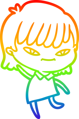 gökkuşağı gradyan çizimi bir insan tarafından çizilmiş bir karikatür kadın