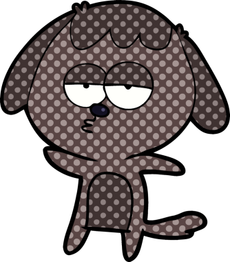 Bir insan tarafından çizilmiş, sıkılmış bir köpek.