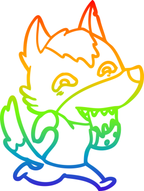 Gökkuşağı gradyan çizgisi insan tarafından çizilmiş aç bir kurt çizgi.