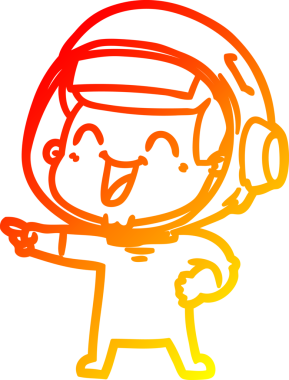 Bir insan tarafından çizilmiş mutlu bir astronotun sıcak çizgi çizimi