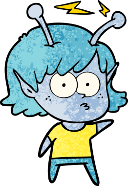 Bir insan tarafından çizilmiş uzaylı kız.