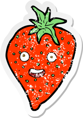 Bir insan tarafından çizilmiş karikatür çileğinin gerilimli yapıştırması.