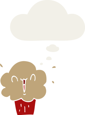 Düşünce baloncuğu olan, insan tarafından çizilmiş bir kek.