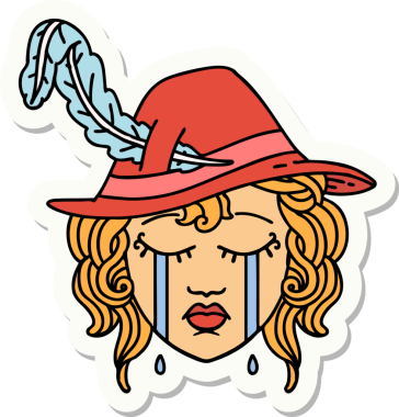 Bir insan tarafından çizilmiş ağlayan bir insan ozanın çıkartması.