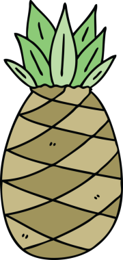 Bir insan tarafından çizilmiş garip bir çizgi film ananası.