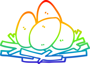 gökkuşağı gradyan çizgi çizimi yuvada bir insan tarafından çizilmiş yumurtalar