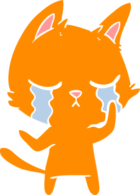 Bir insan tarafından çizilmiş düz renkli çizgi film kedisi.