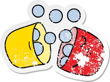 Bir insan tarafından çizilmiş gülümseyen bir hapın sıkıntılı çıkartması.