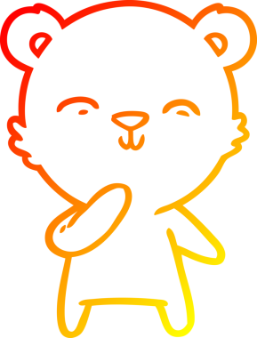 Bir insan tarafından çizilmiş mutlu çizgi film ayısının sıcak çizgi çizimi