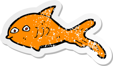 Bir insan tarafından çizilmiş karikatür balığının geriletilmiş çıkartması.