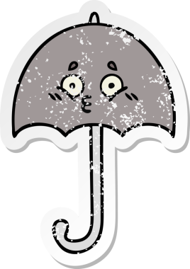 Bir insan tarafından çizilmiş şirin bir şemsiyenin sıkıntılı çıkartması.