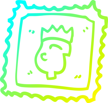 Bir insan tarafından çizilmiş bir karton pulun soğuk gradyan çizimi