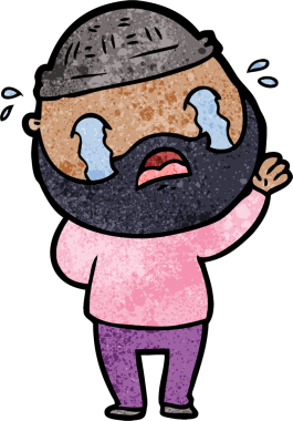 Çizgi film sakallı adam bir insan tarafından çizilmiş ağlıyor.