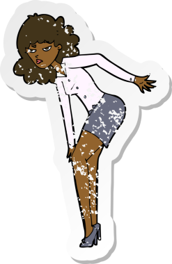 Bir insan tarafından çizilmiş dizini ovuşturan rahatsız bir karikatürün gerilimli çıkartması.