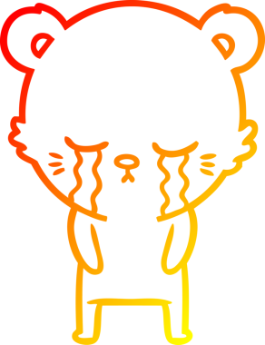 Bir insan tarafından çizilen ağlayan çizgi film ayısının sıcak çizgi çizgisi.