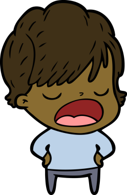 Bir insan tarafından çizilmiş bir karikatür kadın konuşuyor.