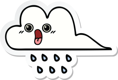 Bir insan tarafından çizilmiş şirin bir yağmur bulutunun çıkartması.