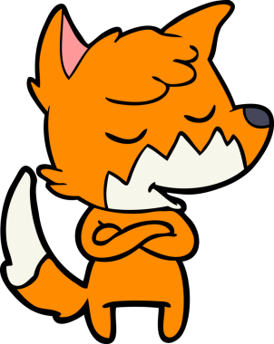 Bir insan tarafından çizilmiş dost canlısı çizgi film tilkisi