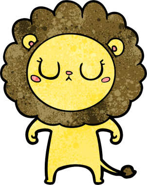 Bir insan tarafından çizilmiş çizgi film aslanı.