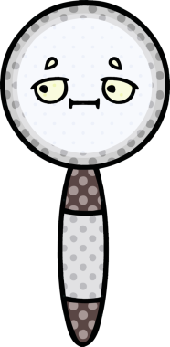 Bir insan tarafından çizilmiş bir büyüteçin çizgi roman tarzı karikatürü