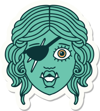 Bir insan tarafından çizilmiş bir Ork haydut karakterinin çıkartması