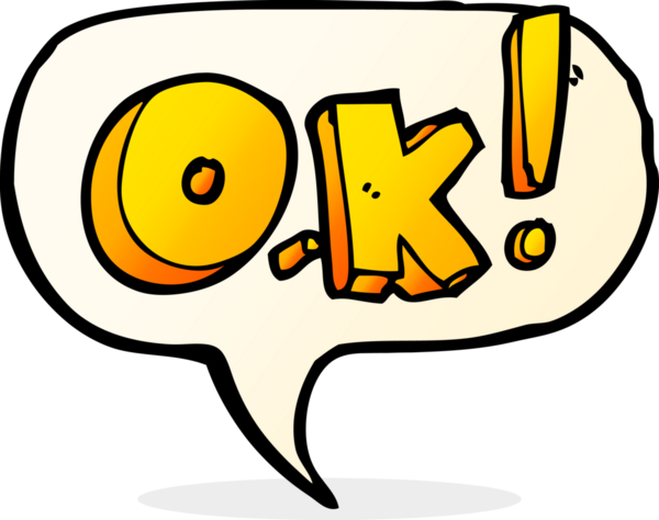 bir insan tarafından çizilmiş konuşma baloncuklu çizgi film Tamam sembolü