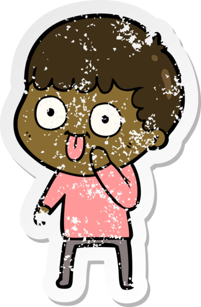 Bir insan tarafından çizilmiş karikatür adamın sıkıntılı çıkartması.