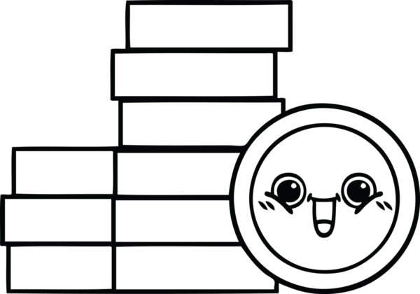 Bir insan tarafından çizilmiş bozuk paraların çizgi çizimi