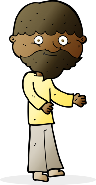 Bir insan tarafından çizilmiş mutlu sakallı bir adam.