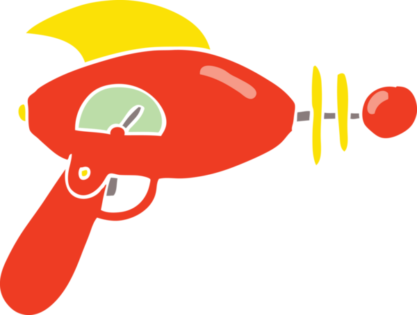 Bir insan tarafından çizilmiş düz renkli ışın tabancası