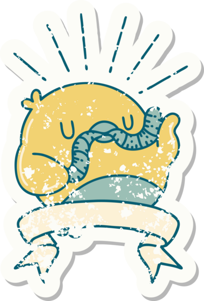 Bir insan tarafından çizilmiş eski bir dövme stili robin.